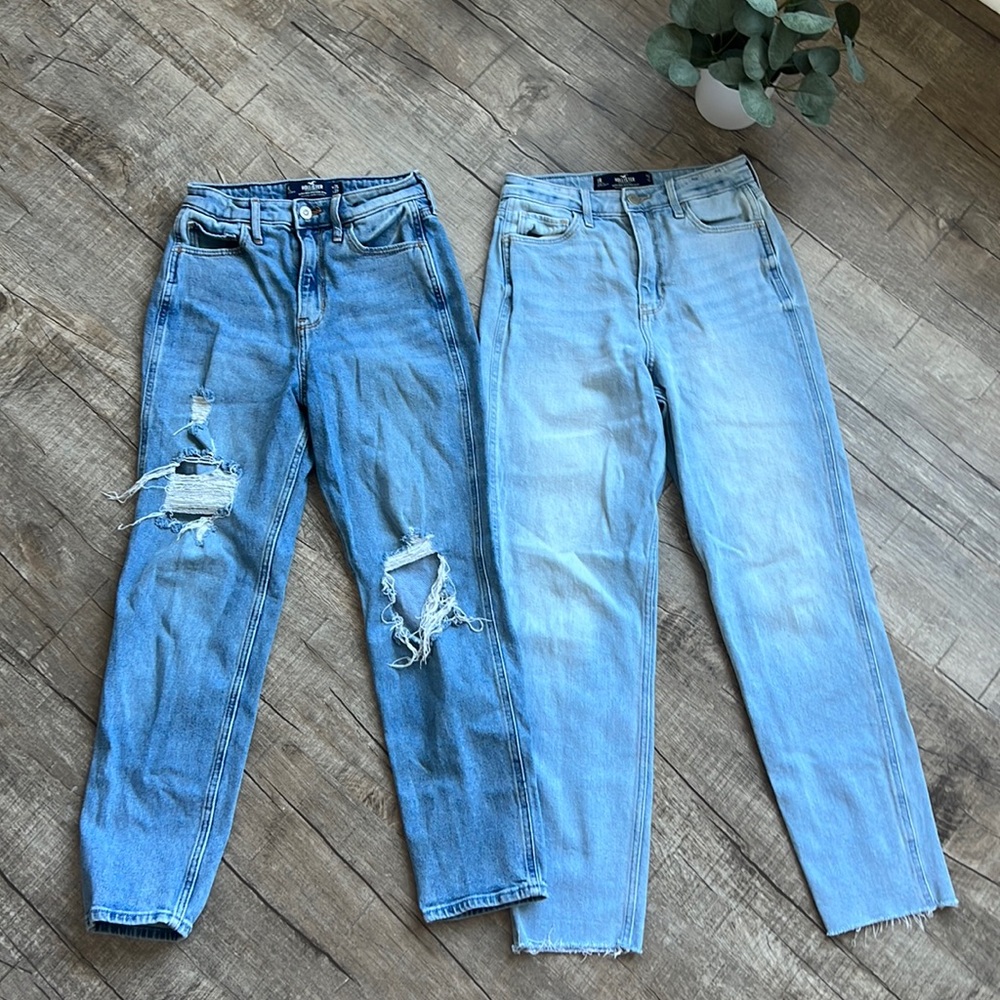 Hollister denim ultra high rise mom jeans pair of two size 25